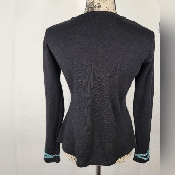 Cynthia Rose Sz L Sweatshirt Silk Cashmere Long Sleeve Embellished Cuffs - Picture 3 of 7